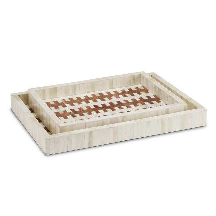 Currey and Company - 1200-0636 - Tray Set of 2 - Tia - White/Natural