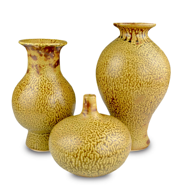 Currey and Company - 1200-0662 - Vase Set of 3 - Zlato - Yellow/Gold Brown