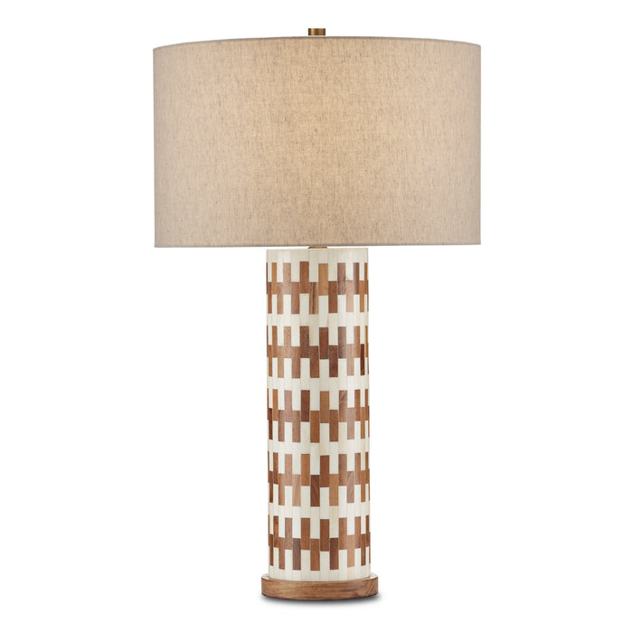 Currey and Company - 6000-0824 - One Light Table Lamp - Tia - White/Natural/Antique Brass