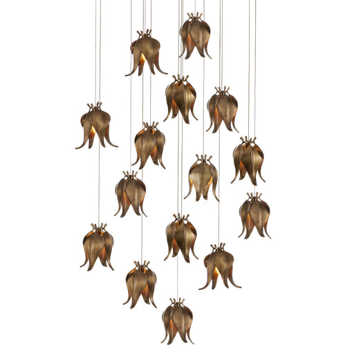Currey and Company - 9000-1022 - 15 Light Pendant - Iota - Antique Brass/Silver