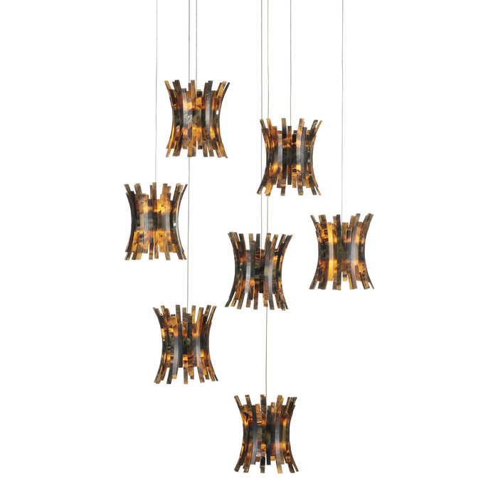 Currey and Company - 9000-1042 - Seven Light Pendant - Alsop - Brown/Black/Silver