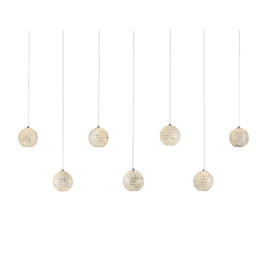 Currey and Company - 9000-1061 - Seven Light Pendant - Finhorn - Pearl/Silver