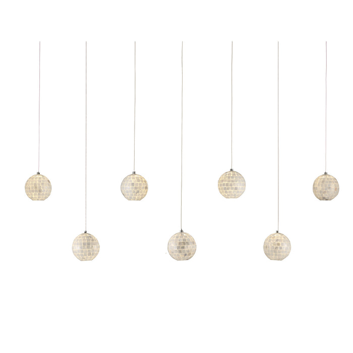 Currey and Company - 9000-1061 - Seven Light Pendant - Finhorn - Pearl/Silver