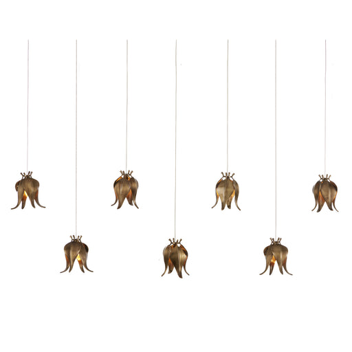 Currey and Company - 9000-1070 - Seven Light Pendant - Iota - Antique Brass/Silver