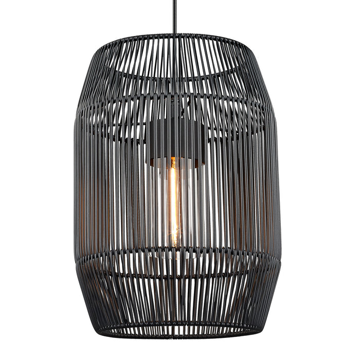 Golden - 6073-O1P NB-BCW - One Light Outdoor Pendant - Seabrooke - Natural Black