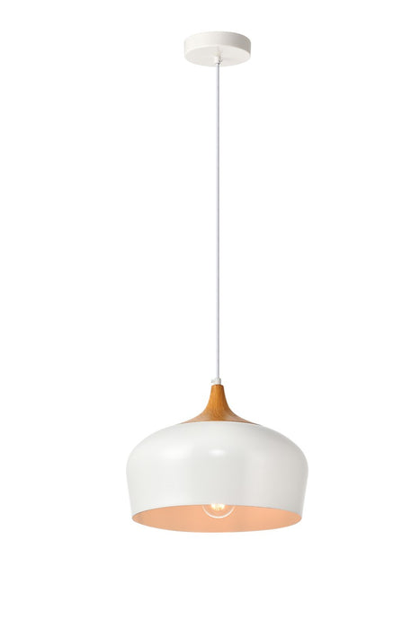 Elegant Lighting - LDPD2004 - One Light Pendant - Nora - White And Natural Wood