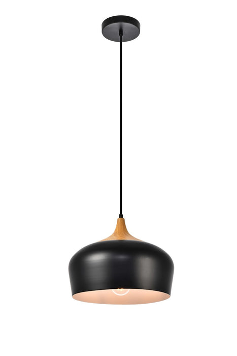 Elegant Lighting - LDPD2005 - One Light Pendant - Nora - Black And Natural Wood