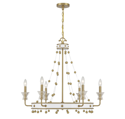 Savoy House - 1-3804-6-142 - Six Light Chandelier - Iris - White with Warm Brass