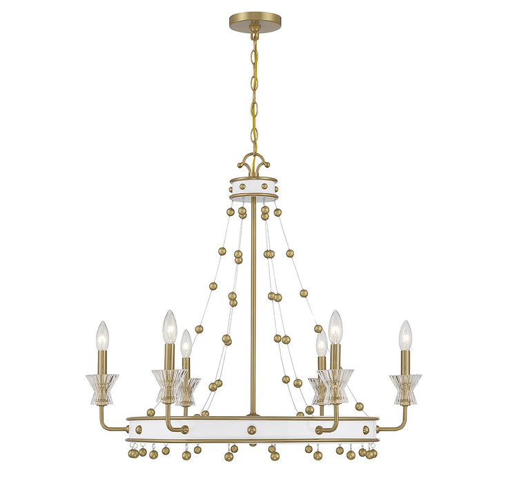 Savoy House - 1-3804-6-142 - Six Light Chandelier - Iris - White with Warm Brass