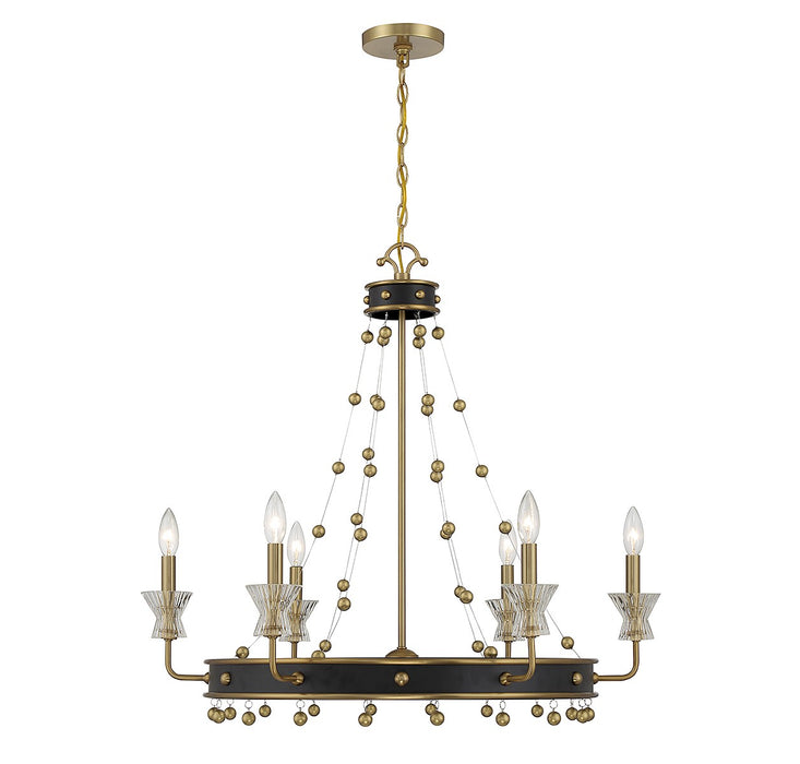 Savoy House - 1-3804-6-143 - Six Light Chandelier - Iris - Matte Black with Warm Brass