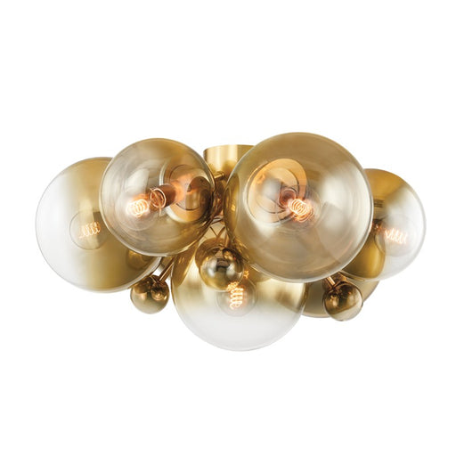 Corbett Lighting - 427-07-VPB - Seven Light Flush Mount - Kyoto - Vintage Polished Brass