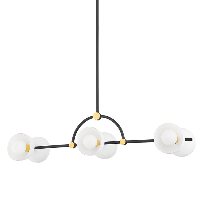 Mitzi - H724906-AGB/TBK - Six Light Linear - Belle - Aged Brass/Textured Black Combo