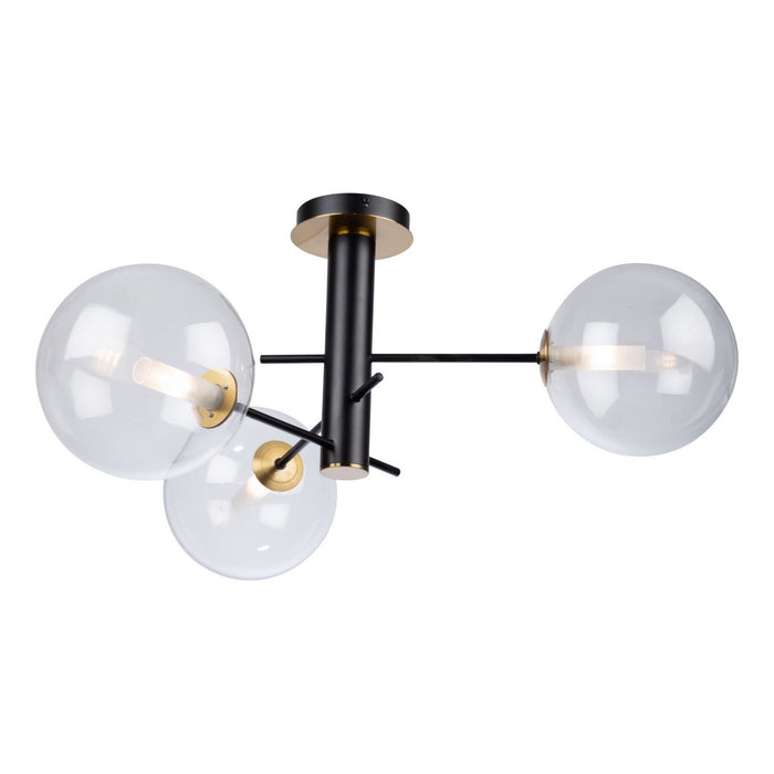 Artcraft - AC11763VB - Three Light Semi-Flush Mount - Aurelia - Matte Black & Brass