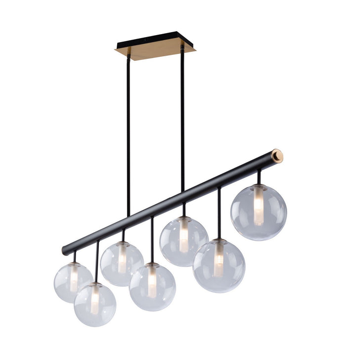 Artcraft - AC11767VB - Seven Light Island Pendant - Aurelia - Matte Black & Brass