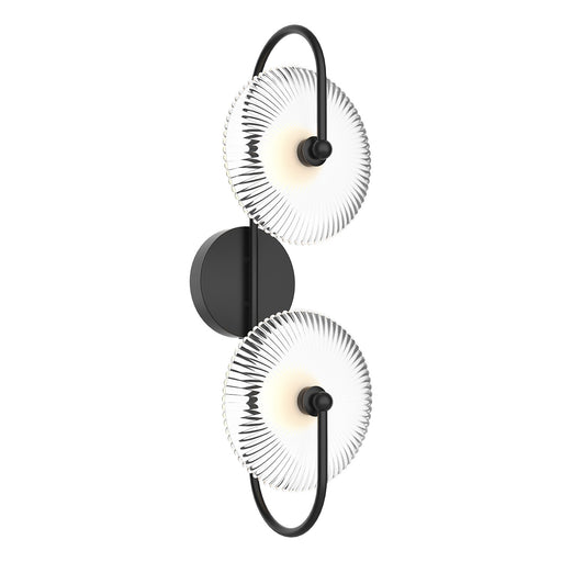 Alora - WV417802MBCR - LED Wall Sconce - Hera - Matte Black/Clear Ribbed Glass