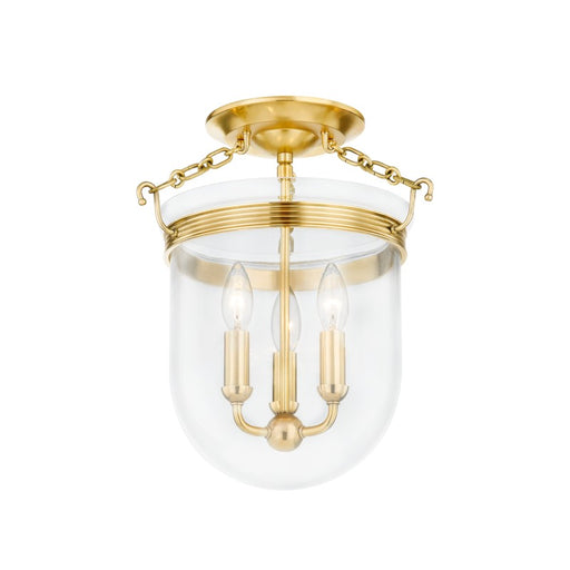 Hudson Valley - MDS1600-AGB - Three Light Semi Flush Mount - Rousham - Aged Brass