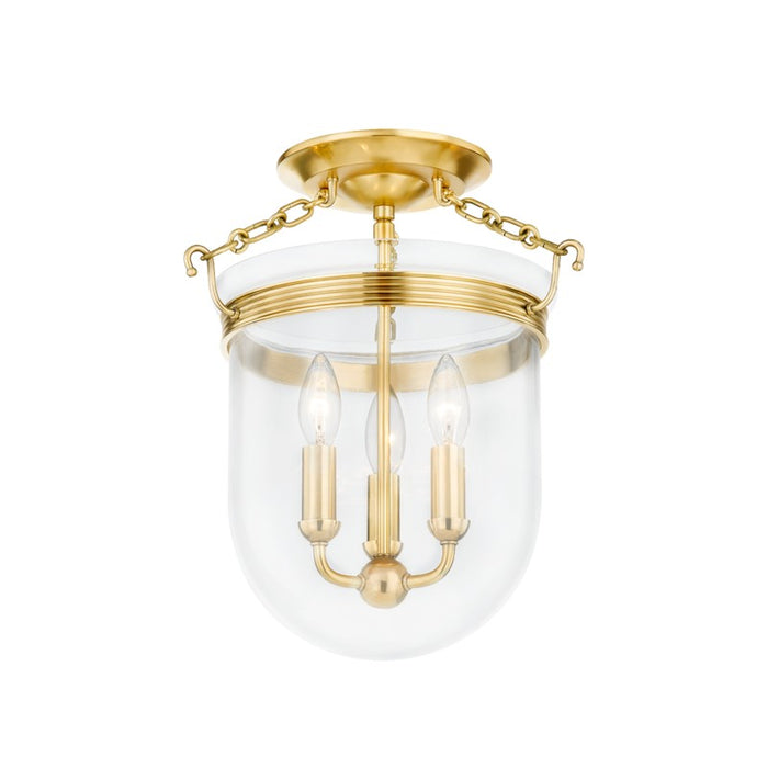 Hudson Valley - MDS1600-AGB - Three Light Semi Flush Mount - Rousham - Aged Brass