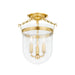 Hudson Valley - MDS1600-AGB - Three Light Semi Flush Mount - Rousham - Aged Brass