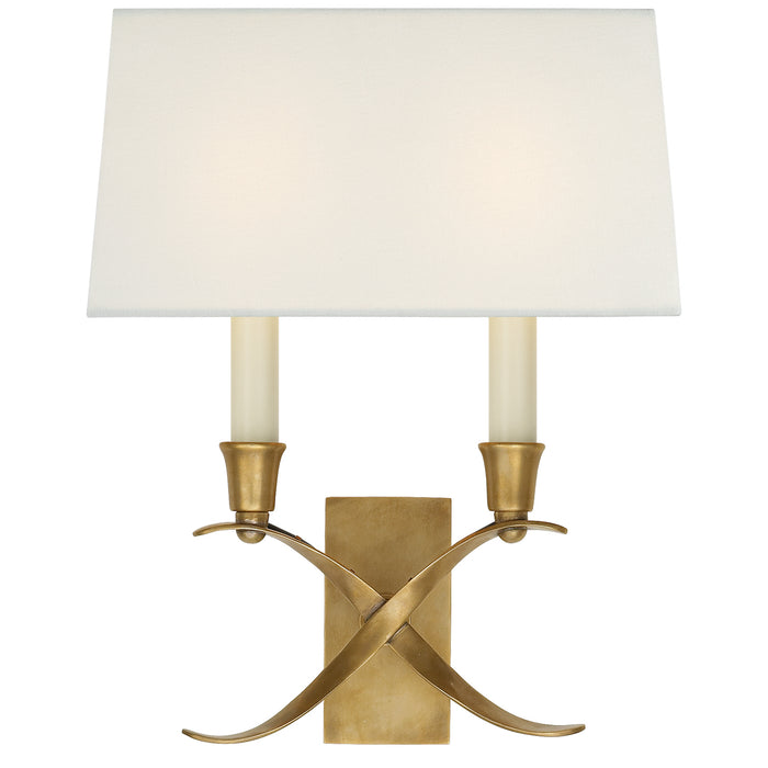 Visual Comfort Signature - CHD 1190AB-L - Two Light Wall Sconce - Cross Bouillotte - Antique-Burnished Brass