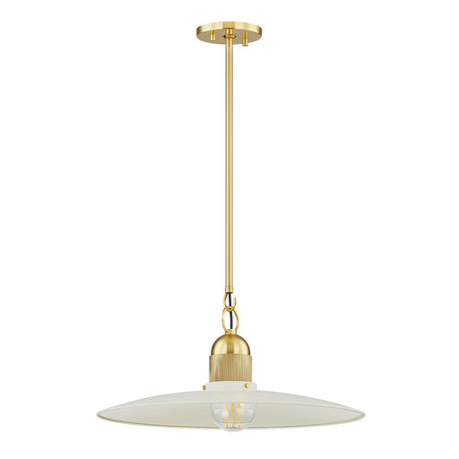 Mitzi - H793701-AGB/SCR - One Light Pendant - Leanna - Aged Brass/Soft Cream