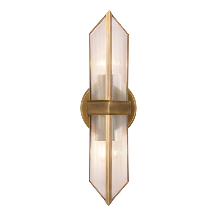 Alora - WV332815VBCR - Two Light Vanity - Cairo - Ribbed Glass/Vintage Brass