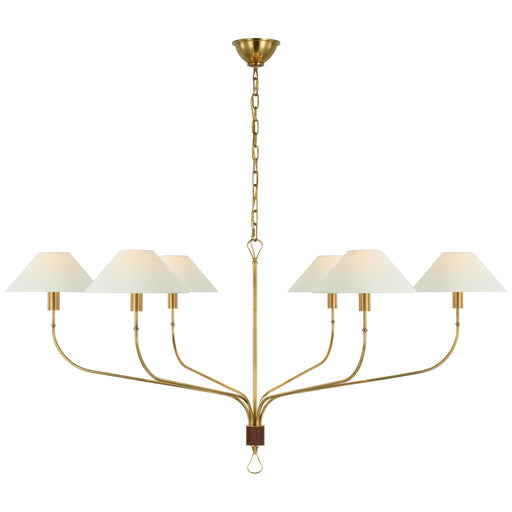 Visual Comfort Signature - AL 5005HAB/SDL-L - LED Chandelier - Griffin - Hand-Rubbed Antique Brass and Saddle Leather