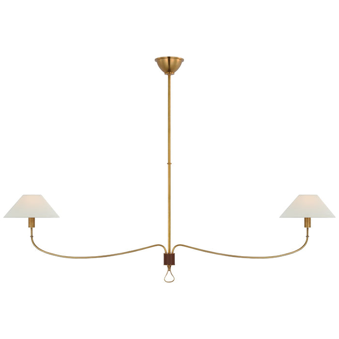 Visual Comfort Signature - AL 5010HAB/SDL-L - LED Chandelier - Griffin - Hand-Rubbed Antique Brass and Saddle Leather