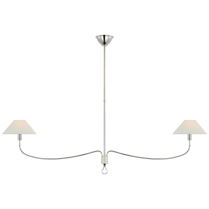 Visual Comfort Signature - AL 5010PN/PAR-L - LED Chandelier - Griffin - Polished Nickel and Parchment Leather