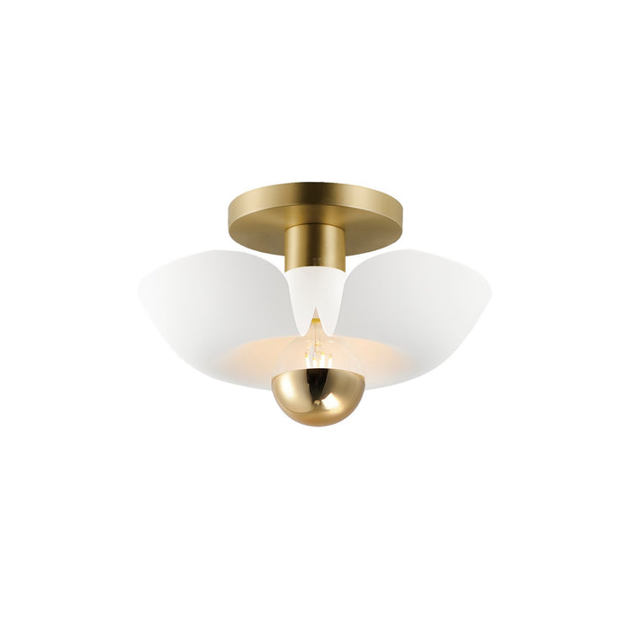 Maxim - 11390WTSBR - LED Flush Mount - Poppy - White/Satin Brass