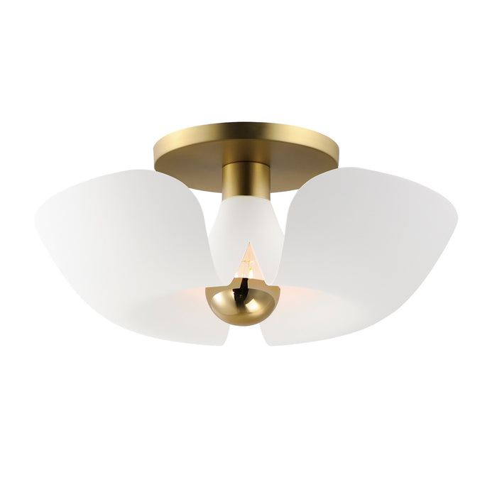 Maxim - 11399WTSBR - LED Flush Mount - Poppy - White/Satin Brass