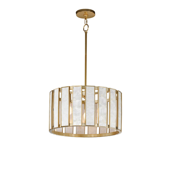 Maxim - 12803CZNAB - Three Light Pendant - Miramar - Capiz / Natural Aged Brass