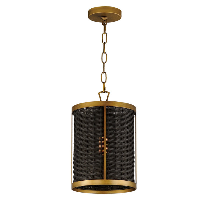 Maxim - 14461BRNAB - One Light Pendant - Rattan - Natural Aged Brass