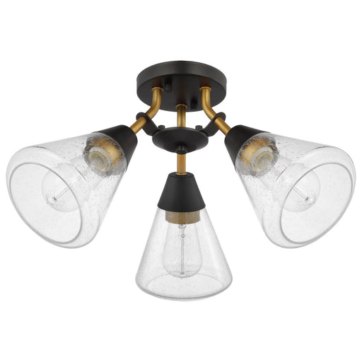 Nuvo Lighting - 60-7684 - Three Light Semi Flush Mount - Starlight - Matte Black / Natural Brass