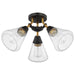Nuvo Lighting - 60-7684 - Three Light Semi Flush Mount - Starlight - Matte Black / Natural Brass