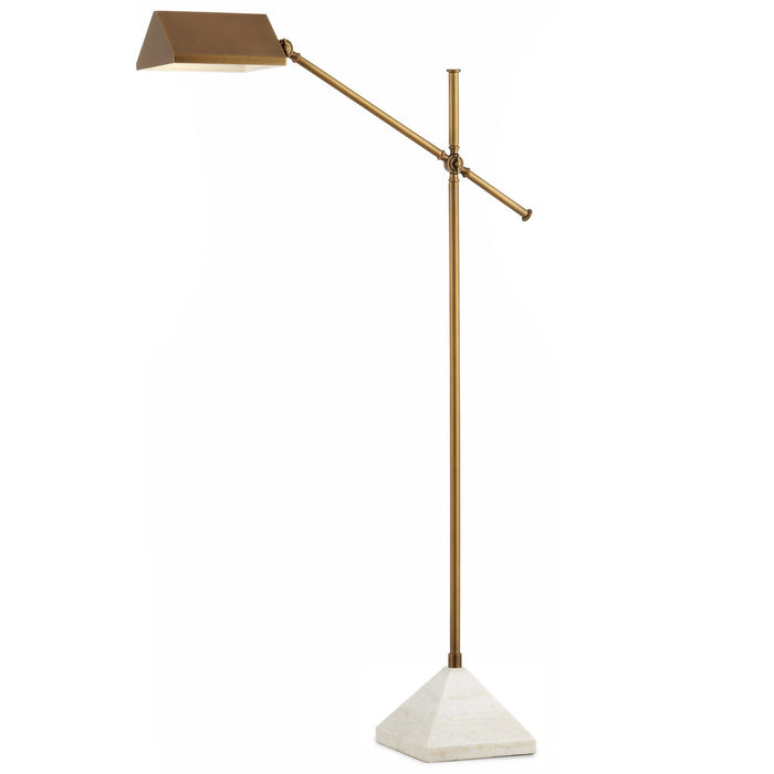 Currey and Company - 8000-0134 - One Light Floor Lamp - Repertoire - Antique Brass/White