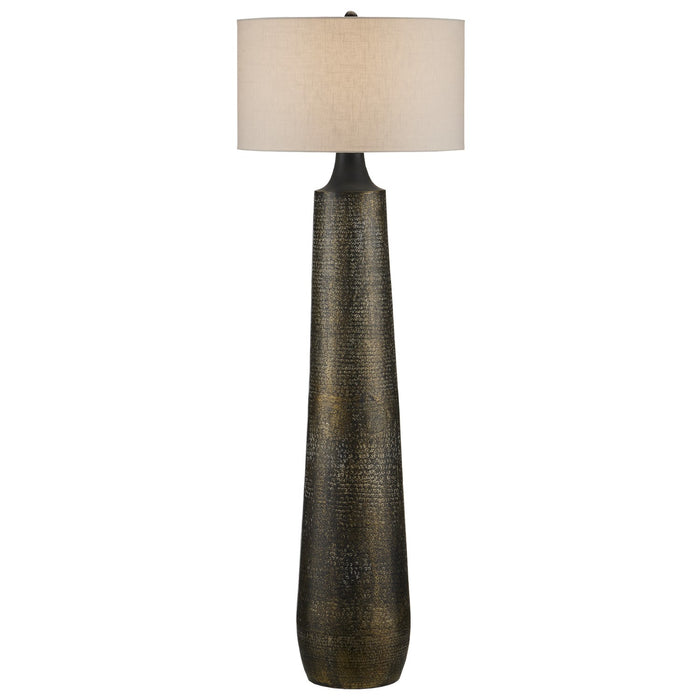 Currey and Company - 8000-0136 - One Light Floor Lamp - Brigadier - Antique Brass/Black/Whitewash