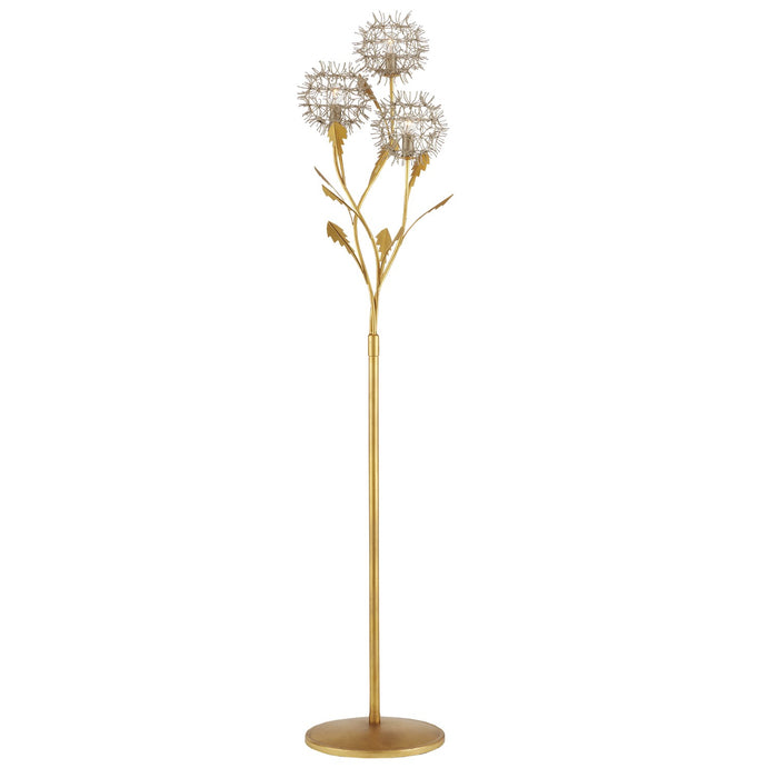 Currey and Company - 8000-0137 - Three Light Floor Lamp - Dandelion - Contemporary Silver Leaf/Silver/Contemporary Gold Leaf