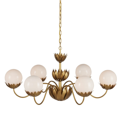 Currey and Company - 9000-1096 - Six Light Chandelier - Mirasole - Contemporary Gold Leaf/Gold/White