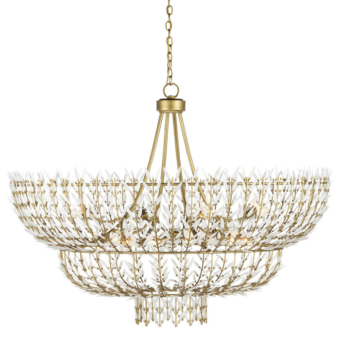 Currey and Company - 9000-1119 - 12 Light Chandelier - Magnum Opus - Brass/White