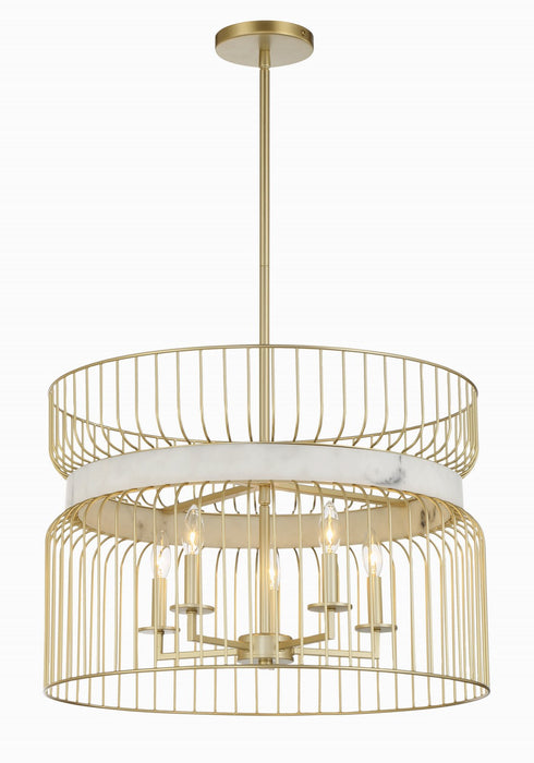 Minka-Lavery - 3395-754 - Five Light Pendant - Park Slope - Nouveau Gold