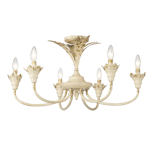 Golden - 0846-6SF AI - Six Light Semi-Flush Mount - Lillianne - Antique Ivory