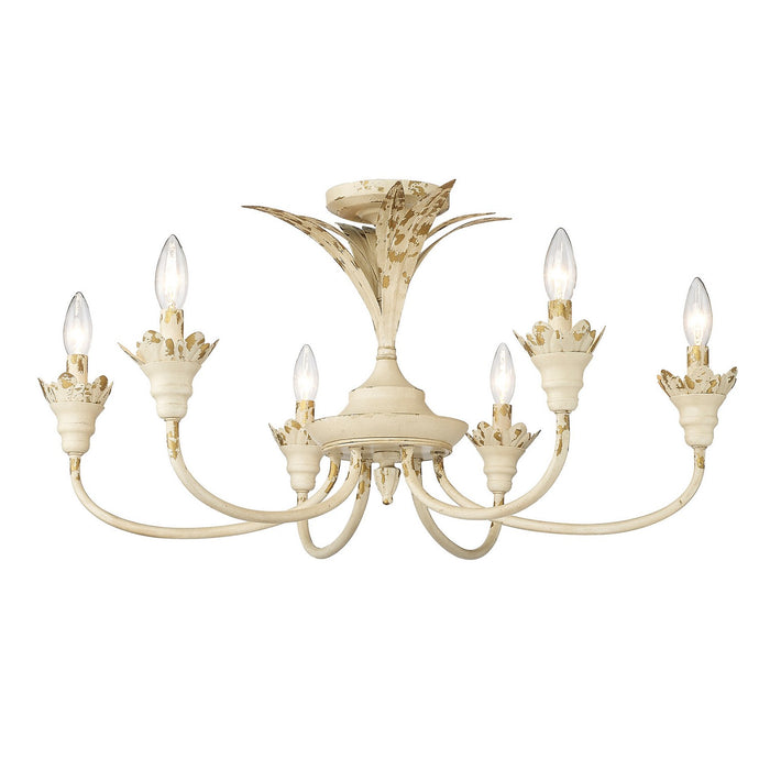 Golden - 0846-6SF AI - Six Light Semi-Flush Mount - Lillianne - Antique Ivory