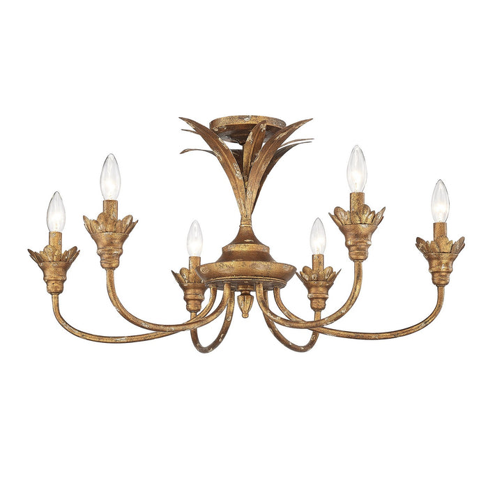 Golden - 0846-6SF HG - Six Light Semi-Flush Mount - Lillianne HG - Heirloom Gold