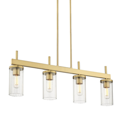 Golden - 7011-LP BCB-CLR - Four Light Linear Pendant - Winslett BCB - Brushed Champagne Bronze