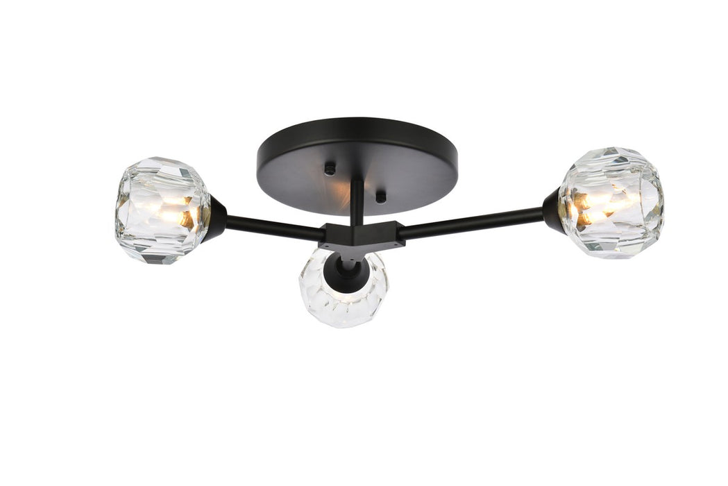 Elegant Lighting - 3508F18BK - Three Light Flush Mount - Zayne - Black And Clear