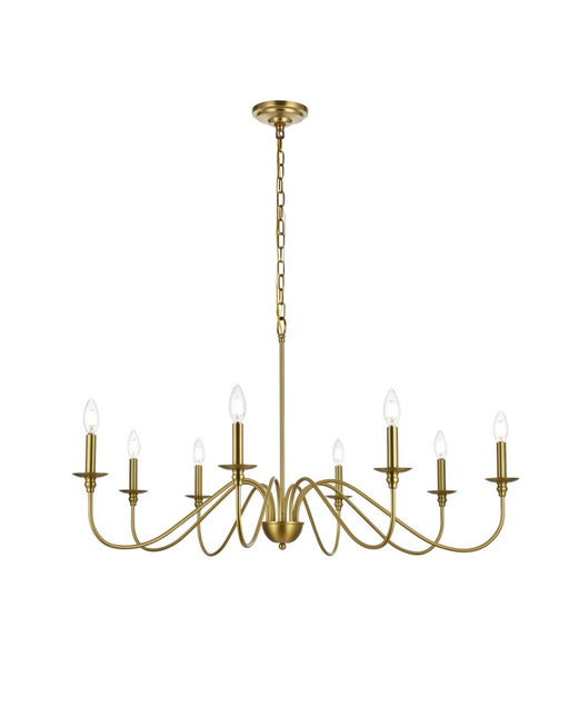 Elegant Lighting - LD5006D42SG - Eight Light Chandelier - Rohan - Satin Gold