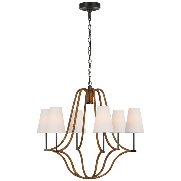 Visual Comfort Signature - CHC 5581BZ/NRT-L - LED Chandelier - Biscayne - Bronze and Natural Rattan