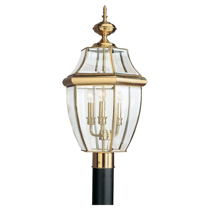 Generation Lighting. - 8239-02 - Three Light Outdoor Post Lantern - Lancaster - Polished Brass