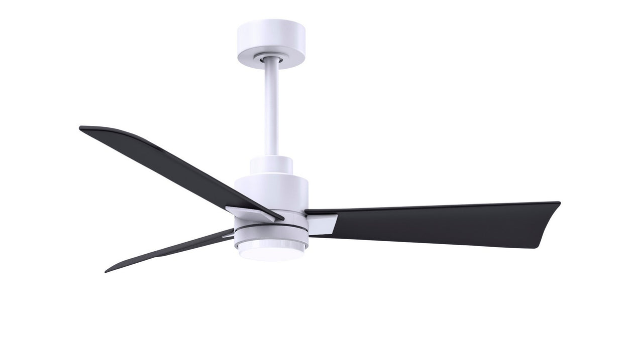 Matthews Fan Company - AKLK-MWH-BK-42 - 42"Ceiling Fan - Alessandra - Matte White