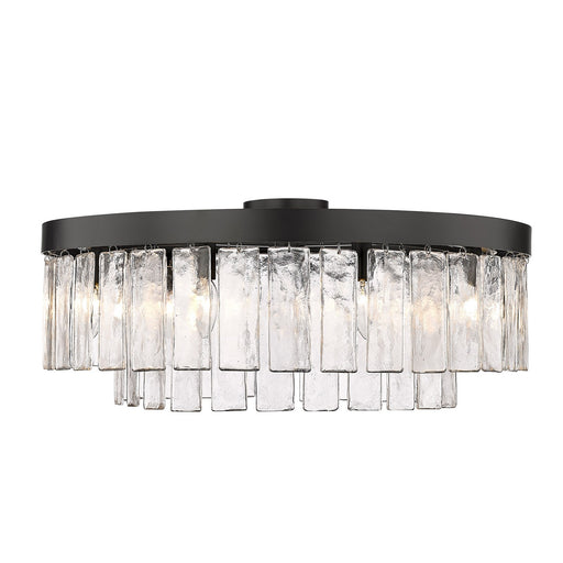 Golden - 1768-9SF BLK-HWG - Nine Light Semi-Flush Mount - Ciara BLK - Matte Black